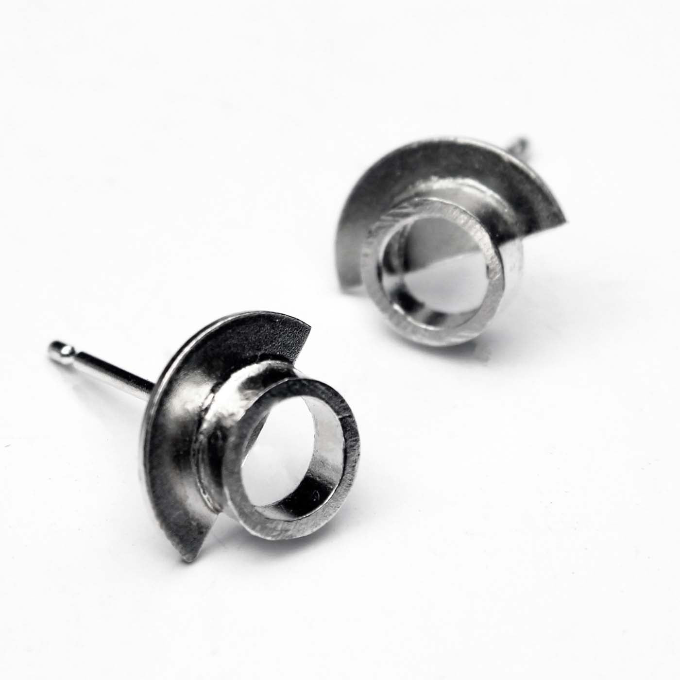 Half Circle Stud Earrings in Sterling Silver
